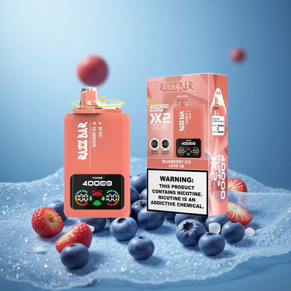 Mustikka-Jää Razz Bar 40000 Puffs Kertakäyttöiset sähkötupakat 650 Mah Typpi-C 2%,5% Nikotiini