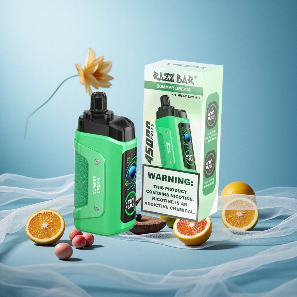 Kesäunelma Razz Bar 45000 Puffs 1.0 Ohm Mesh tyyppinen ja säädettävä ilmanvirtaus