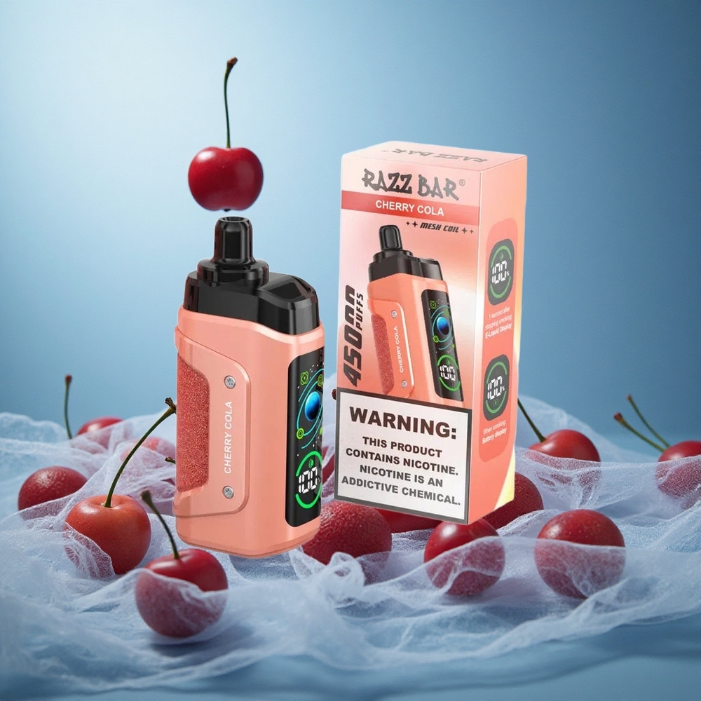 Kirsikka-Kola Razz Bar 45000 Puffs Säädettävä Ilmanvirta 1.0 Ohm Mesh Käämi