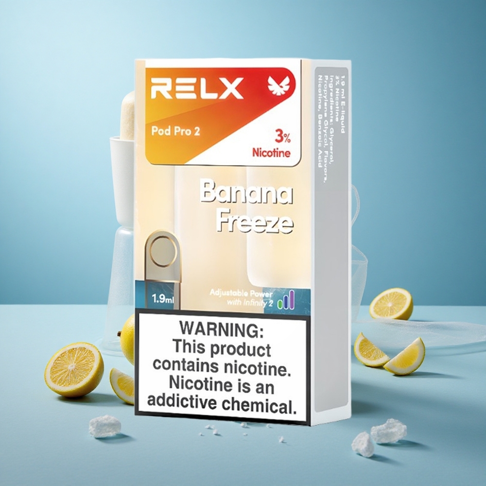 Banana Jäädyke Relx Pod Pro 2 1.9ml 3% Nikotiinia 600 Puffs