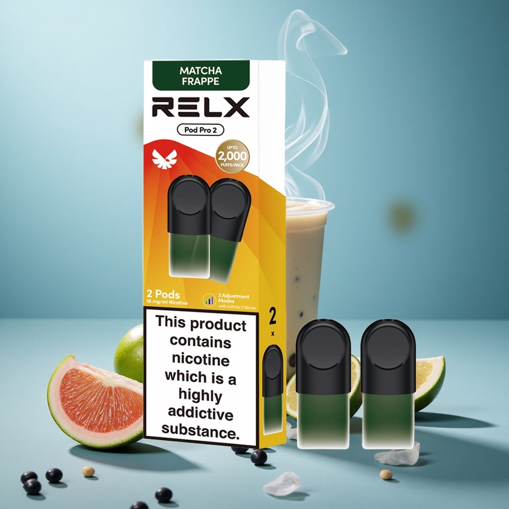 Tea-Matcha Frappe täysmaito RELX Pod Pro 2 1.8% nikotiinia, 600 puffs, 1.9ml