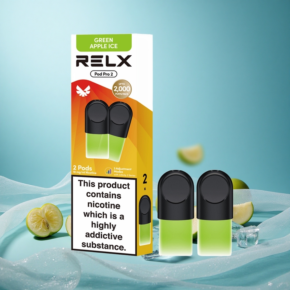 Vihreä Omena Jää RELX Pod Pro 2 1.9ml 600 pussaus 1.8% nikotiinia